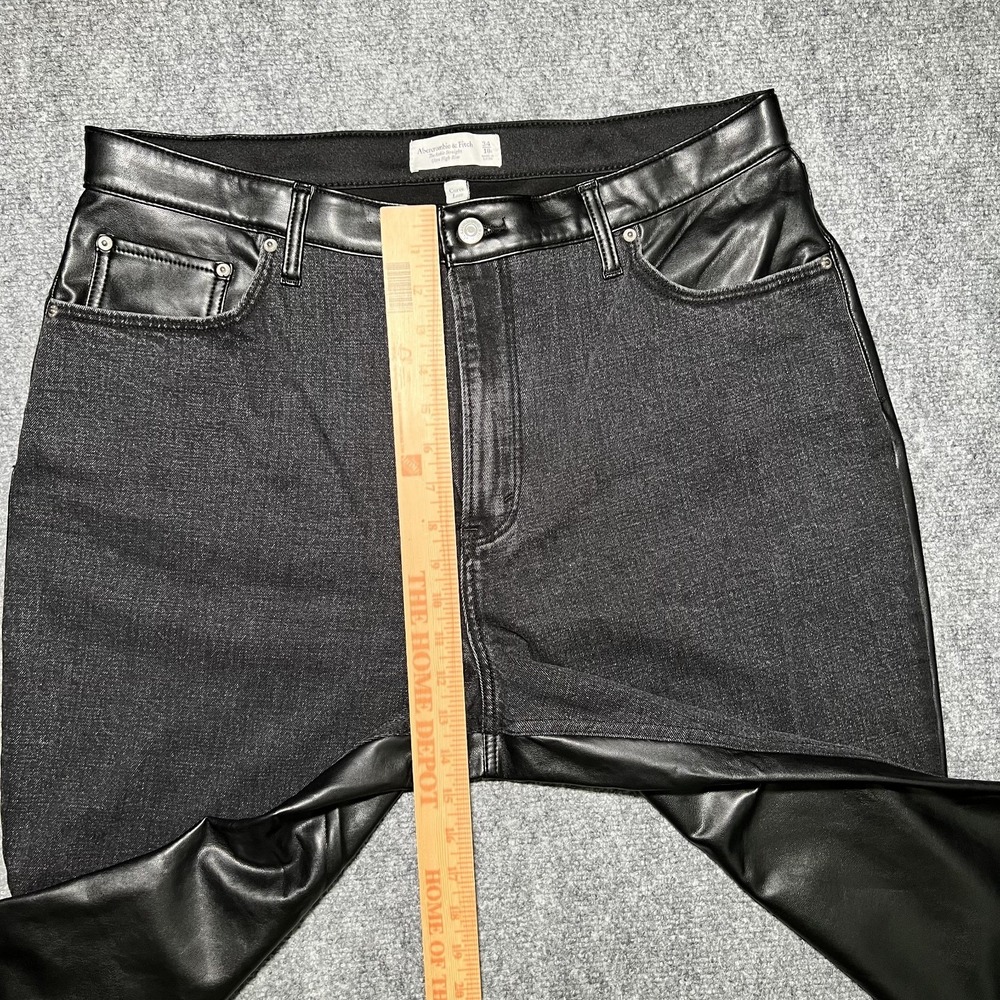 Abercrombie & Fitch‎ Ultra High Rise Ankle Straight Jeans Faux Leather 34/18R - Picture 7 of 12